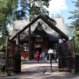 case tradizionali al museo aria aperta in Finladia vicino capitale Helsinki