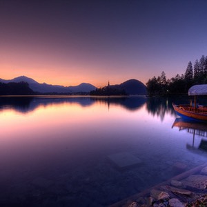tramonto al lago di Bled