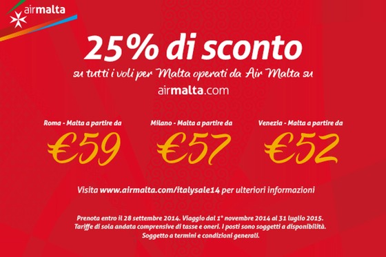 offerta per volare a malta
